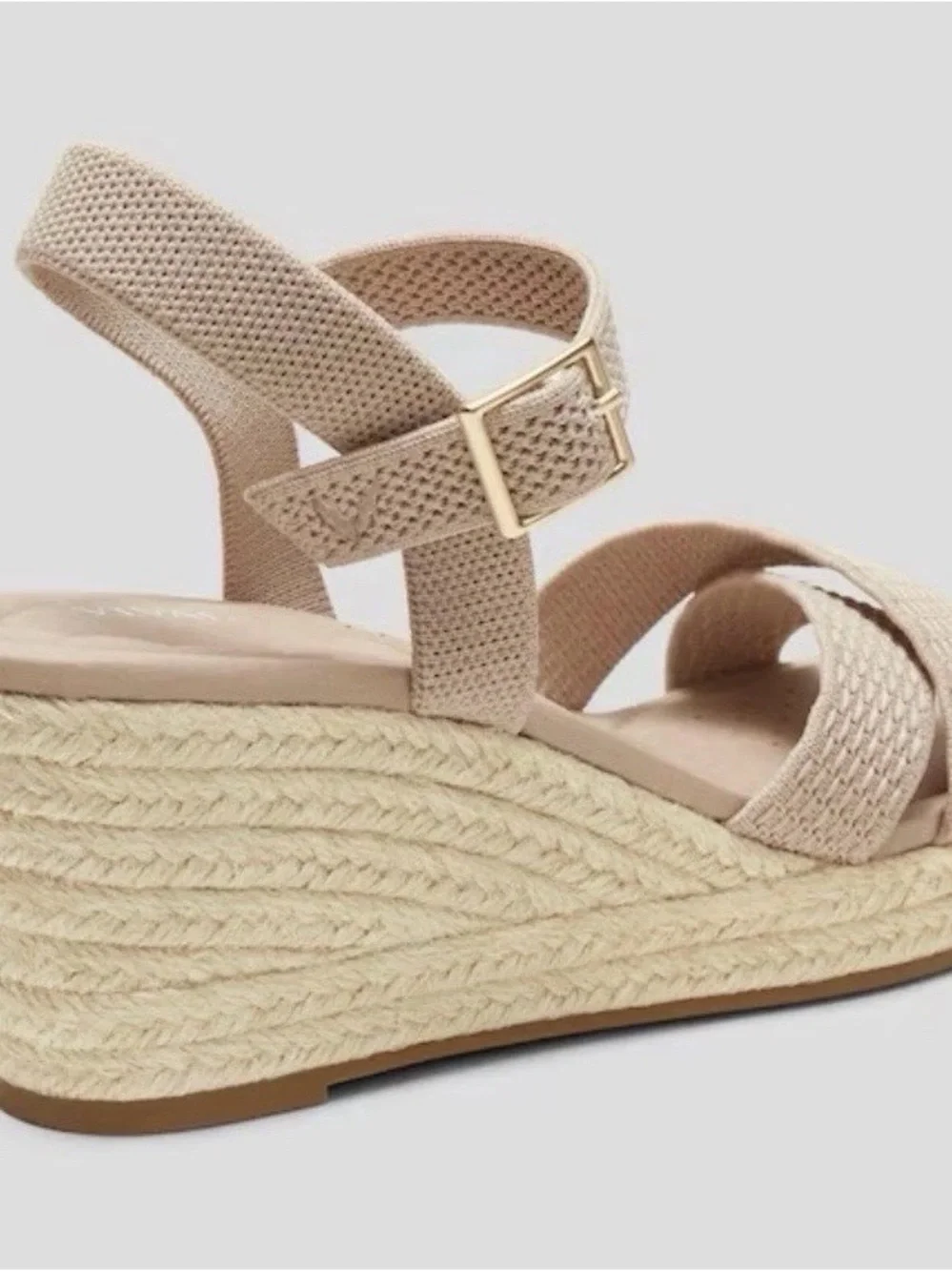 Women’s Neutral Beige Espadrille Wedge Sandals with Ankle Strap